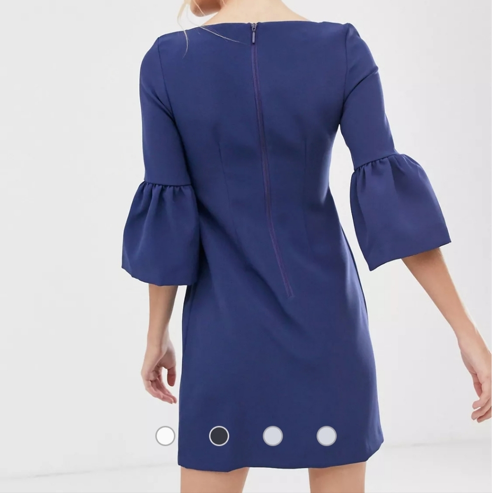 Vesper dress size 12 blue 3/4 bell sleeves sheath - Picture 5 of 9